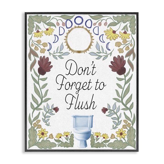 Stupell Industries Shabby Chic Floral Bathroom Phrase Black Framed Giclee Art, 11 x 14, by Elizabeth Medley