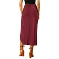 thumbnail image 3 of Unique Bargains Jupe Longue Décontractée pour Femme à Taille Élastique, Fente Latérale, Fente Asymétrique, 3 of 6