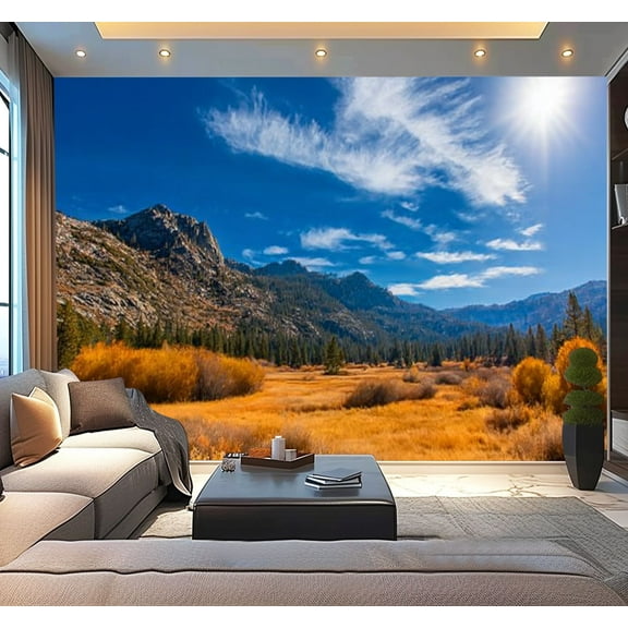 Peel and Stick Wallpaper Gull Lakes meadow is surrounded by fall color Modern Art Wall Mural Decor Self Adhesive and Removable 100in x 144in