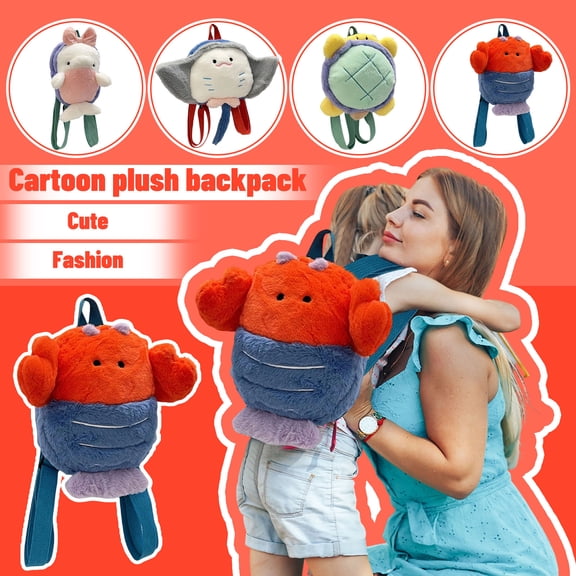 Cute Sea Animal Plush Backpack (Lobster) - Soft Plush Material, Adorable Lobster Design, Adjustable Shoulder Straps, Lightweight Structure, Spacious Compartment For Carrying Small