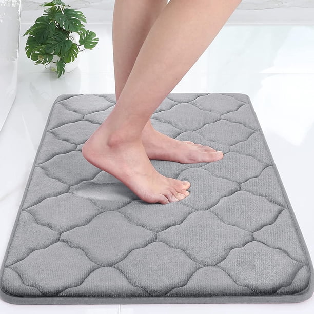 Alfombra de baño antideslizante, alfombra de baño de espuma viscoelástica suave, alfombra de baño absorbente, lavable a máquina - 43 x 61 cm