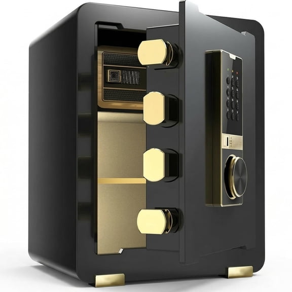 17.7" Tall 1.4 Cubic Feet Home Office Safe with Built-in Safe Compartment, Security Cabinet Safe for Money Cash Valuables, Digital Keypad, Dual Alarm System, Removable Shelf