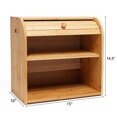 Large Wood Bread Box Roll Top Bamboo Countertop Bread Storage Boxes Two