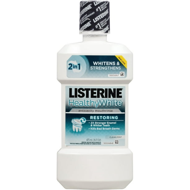Listerine Whitening Plus Restoring Fluoride Rinse, Clean Mint 16 oz