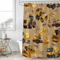 thumbnail image 4 of Construction Truck Bathroom Shower Curtains with 12 Hooks Waterproof Shower Curtain for Stalls and Bathtubs Cartoon Grips and Bulldozers Turmeric Decorative Bathroom Privacy Curtain 36x78 Inches, 4 of 9