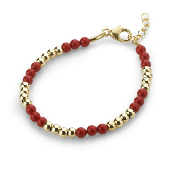 Elegant Child bracelet with Red Austrian Pearls, 14kt Gold Filled Beads (B2107)