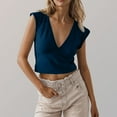 thumbnail image 2 of WCMZJ Womens Deep V Neck Cropped Tank Tops Low Cut Summer Cap Sleeve T Shirts Y2k Slim Fit Cute Tees Blue S, 2 of 7