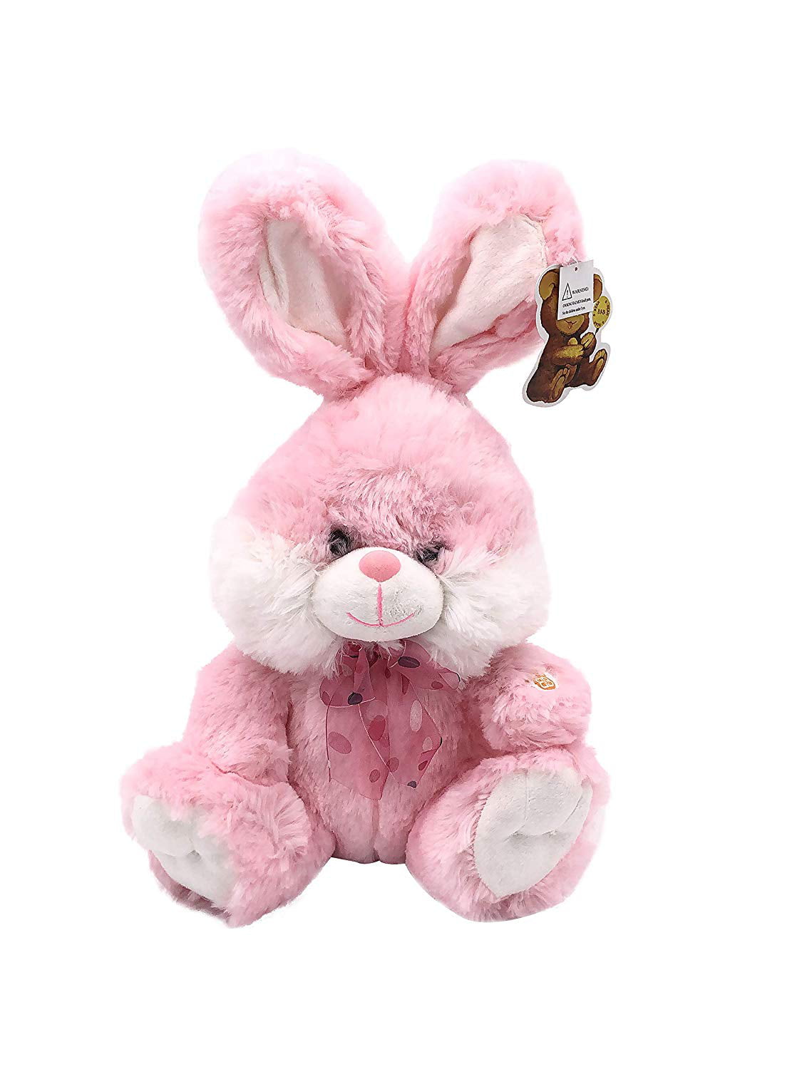 Way To Celebrate Pink Bunny With Bow 9" Sparkly Ears & Feet Stuffed Plush 