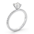 thumbnail image 2 of Faux Jewel 1.2 Ct Round Cut Moissanite Ring - 14K White Gold Plated Engagement Ring for Women's - Dainty Solitaire with Accent - Perfect Proposal Ring for Her - Party Wear Moissanite Rings, 2 of 4