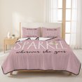 thumbnail image 3 of Twin XL Quilt Set 68''x98'', Pink Lightweight Summer Bedspread Coverlet Set with 2 Pillow Shams, She Leaves A Little SPARKLE Wherever She Goes Breathable All Season Quilt Bedding for Dorm/Guest Room, 3 of 9