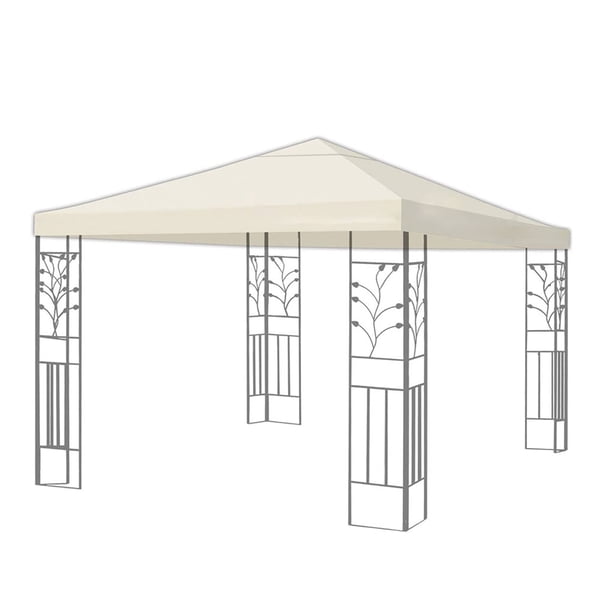 Cubierta de sombrilla de patio al aire libre de repuesto para gazebo, toldo de poliéster impermeable, color beige Methold HA005515-01
