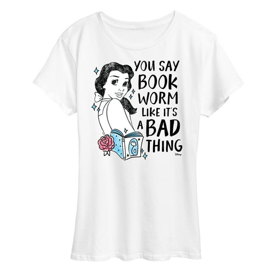 Disney Princess - Belle Bookworm Isn't Bad - Women's Short Sleeve Graphic T-Shirt
