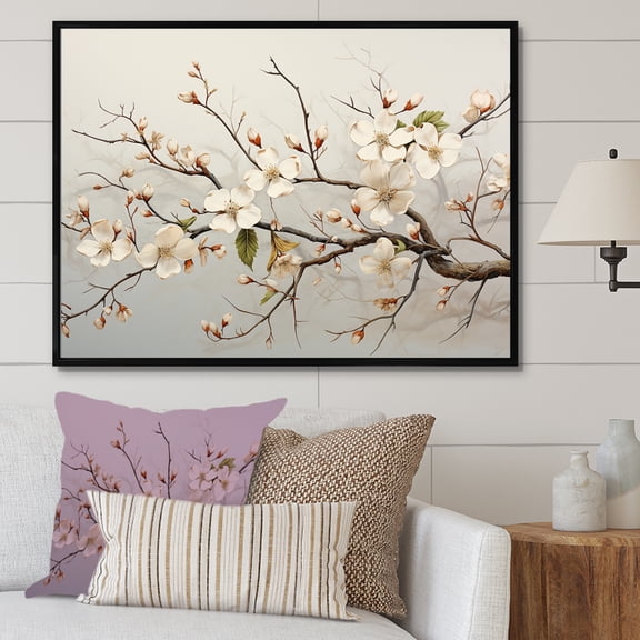 Designart "Scenic White Dogwood Blossom" Dogwood Floater Framed Canvas Art Print