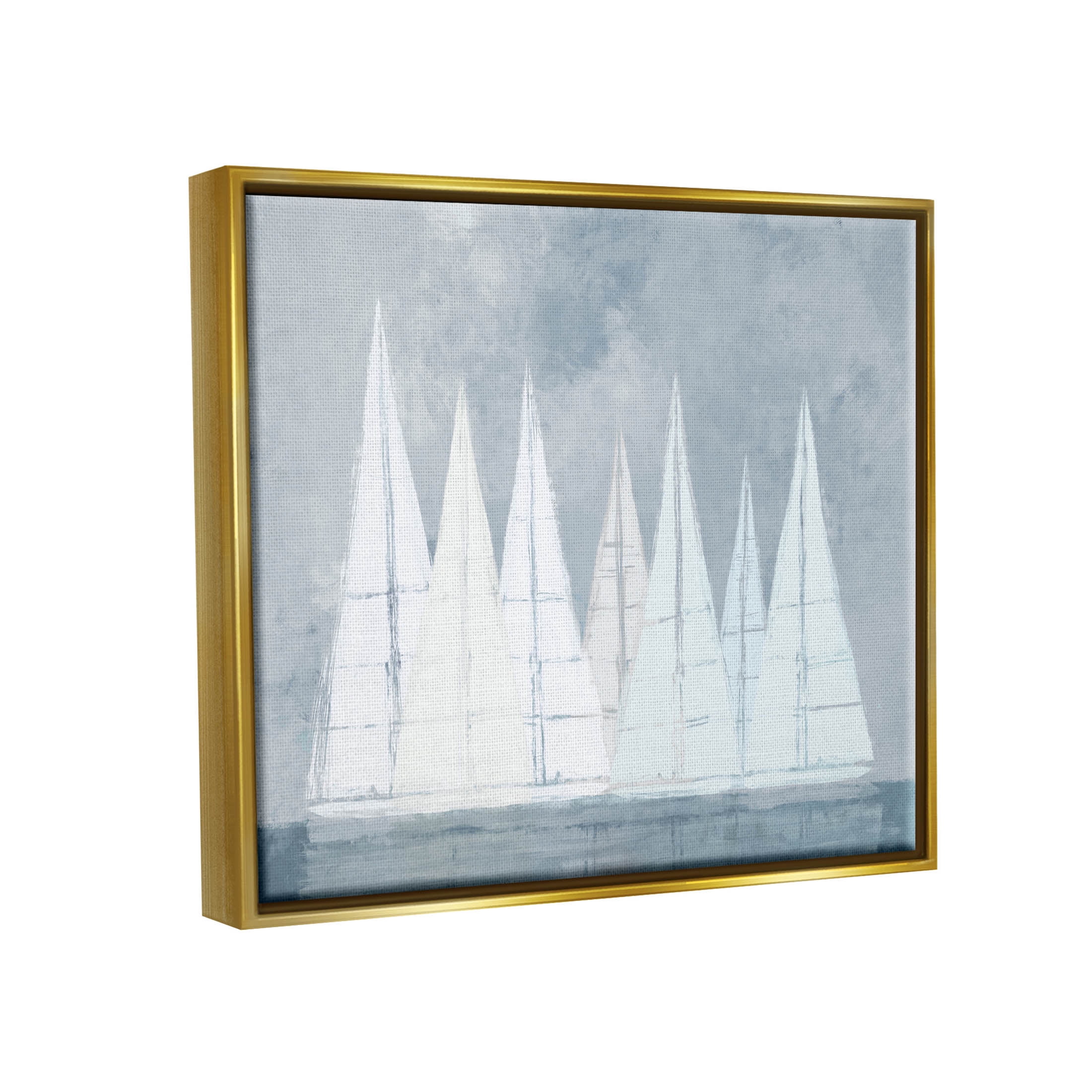 Modern Geometric Sailboats Floating Transportation Painting Metallic Gold Framed Art Print Wall Art