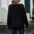 thumbnail image 4 of Top de Manga Larga Con Farol para Mujer, Pados Fruncidos de Ajuste Holgado, Camiseta de Culo Redonto para Mujer Fále de Combinar, 4 of 7