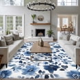 thumbnail image 4 of Blue Flowers Area&nbsp;Rug 8x10ft Retro Spring Watercolor Floral Non-Slip&nbsp;Washable Square&nbsp;Rugs Soft Felt Indoor Floor Mat for Bedroom Kitchen Living Room Bathroom, 4 of 9