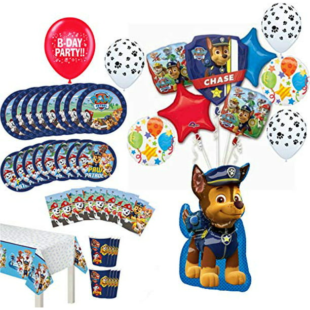 Paw Patrol Party Supplies Birthday 8 Guest Table Decorations and Chase Balloon Bouquet Walmart.com