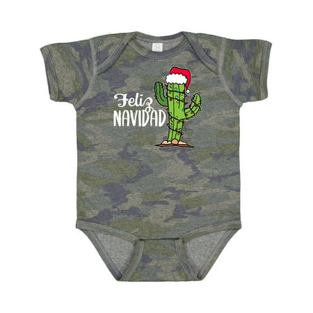

Inktastic Feliz Navidad Christmas Cactus in Santa Hat Gift Baby Boy or Baby Girl Bodysuit