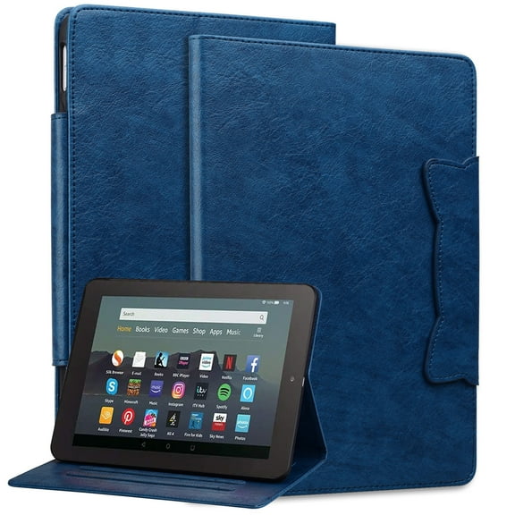 Dteck Case for Amazon Fire HD8/HD 8 Plus (12th Generation,2022),Magnetic PU Leather Smart Auto Wake/Sleep Folio Stand Case Card Slots Cover for Fire HD8/HD 8 Plus 12the Gen 2022,Darkblue