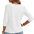 thumbnail image 6 of 3/4 Sleeve Tops for Women Crew Neck Casual Summer Solid Color Blouse Tunic Pullover Tops, 6 of 6