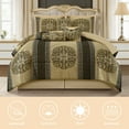 thumbnail image 5 of Lanco Medallion 7 Piece Black Gold Comforter Set , Queen Size Jacquard Bedding , All Season Bedding Set , Bed Skirt, Pillows & Shams, 5 of 7