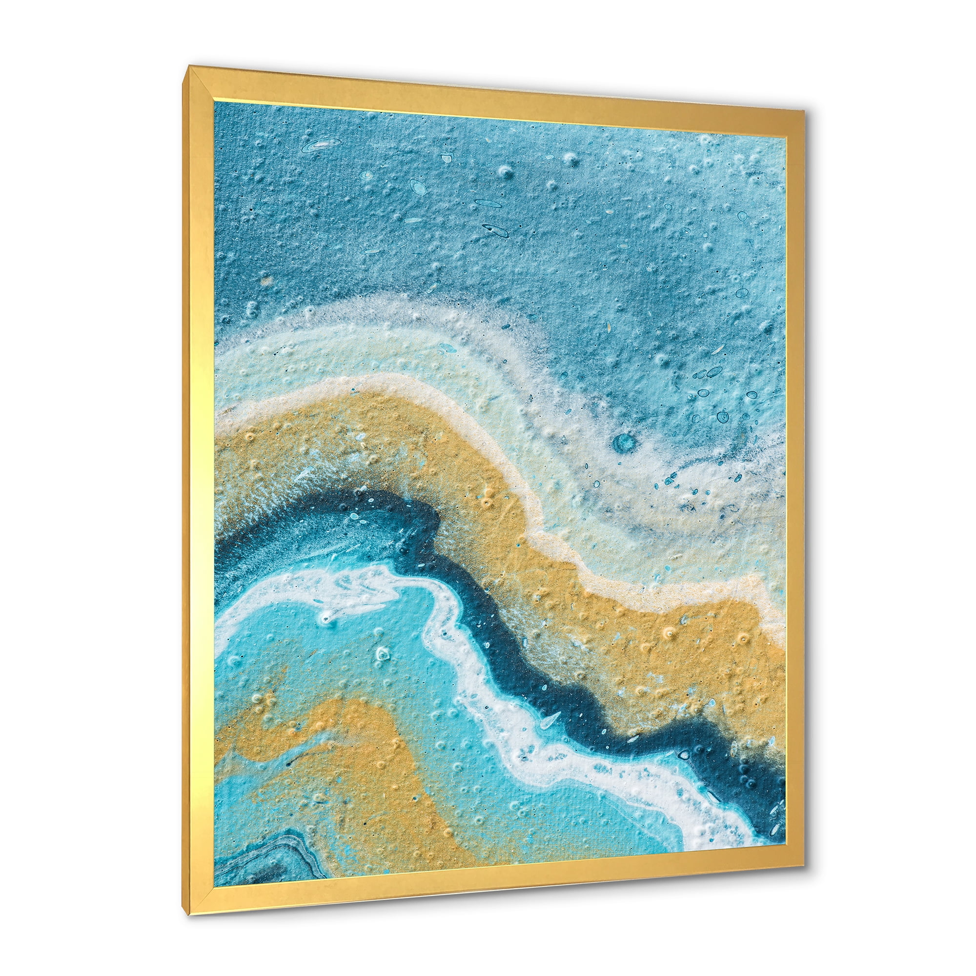 Designart 'Abstract Composition In Blue and Yellow VI' Modern Framed Art Print