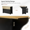 thumbnail image 6 of Kitchen Island with 6 Drawers, Pull Out Trash Can Storage Cabinet, Rolling Kitchen Cart on 5 Wheels with Drop Leaf, Power Outlet, 5 Open Side Racks, for Kitchen, Dining Room, Black, 6 of 9