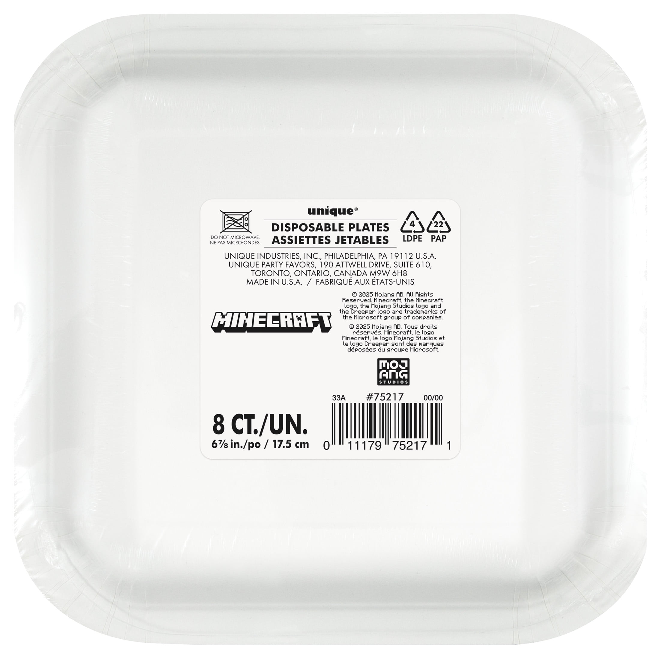 Minecraft Square 7" Dessert Plates, 8ct