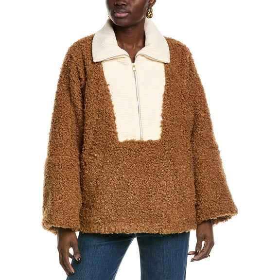 Toccin womens  Serafina Oversized Wool-Blend Popover, XS/S, Brown