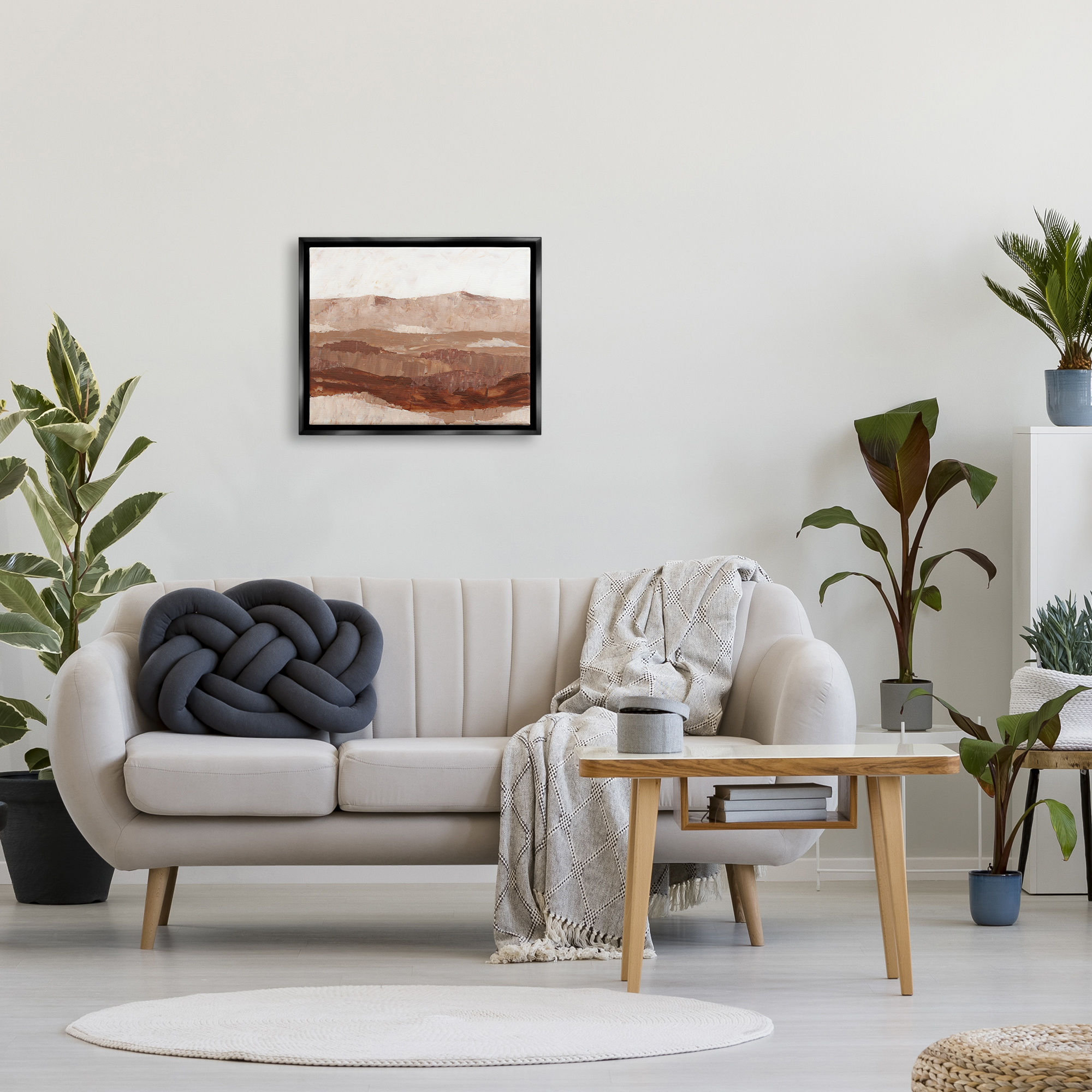 Stupell Industries Abstract Canyon Painting Landscape Painting Black Floater Framed Canvas Art Print Wall Art, 21 x 17