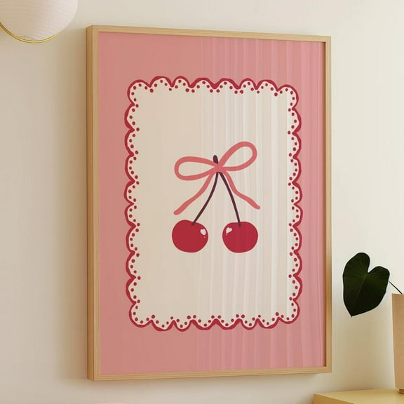 Vintage Cherry Print, Art, Fruit Wall Art, Kitchen Art Print, Trendy Wall Art, Coquette Cherry Wall Art, Cute Cherry Art Wall Art, Modern Wall Decor, 8x12 UNFRAMED