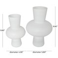 thumbnail image 3 of DecMode 10", 10"H Trumpet White Glass Vase with Wide Rounded Center, Set of 2, 3 of 13