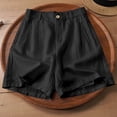 thumbnail image 5 of Sexlip Women 5-inch Shorts Waffle Knit Fabric Elastic Waistband For Comfort High Waisted Slimming Design Cotton Linen Blend Black XL, 5 of 5