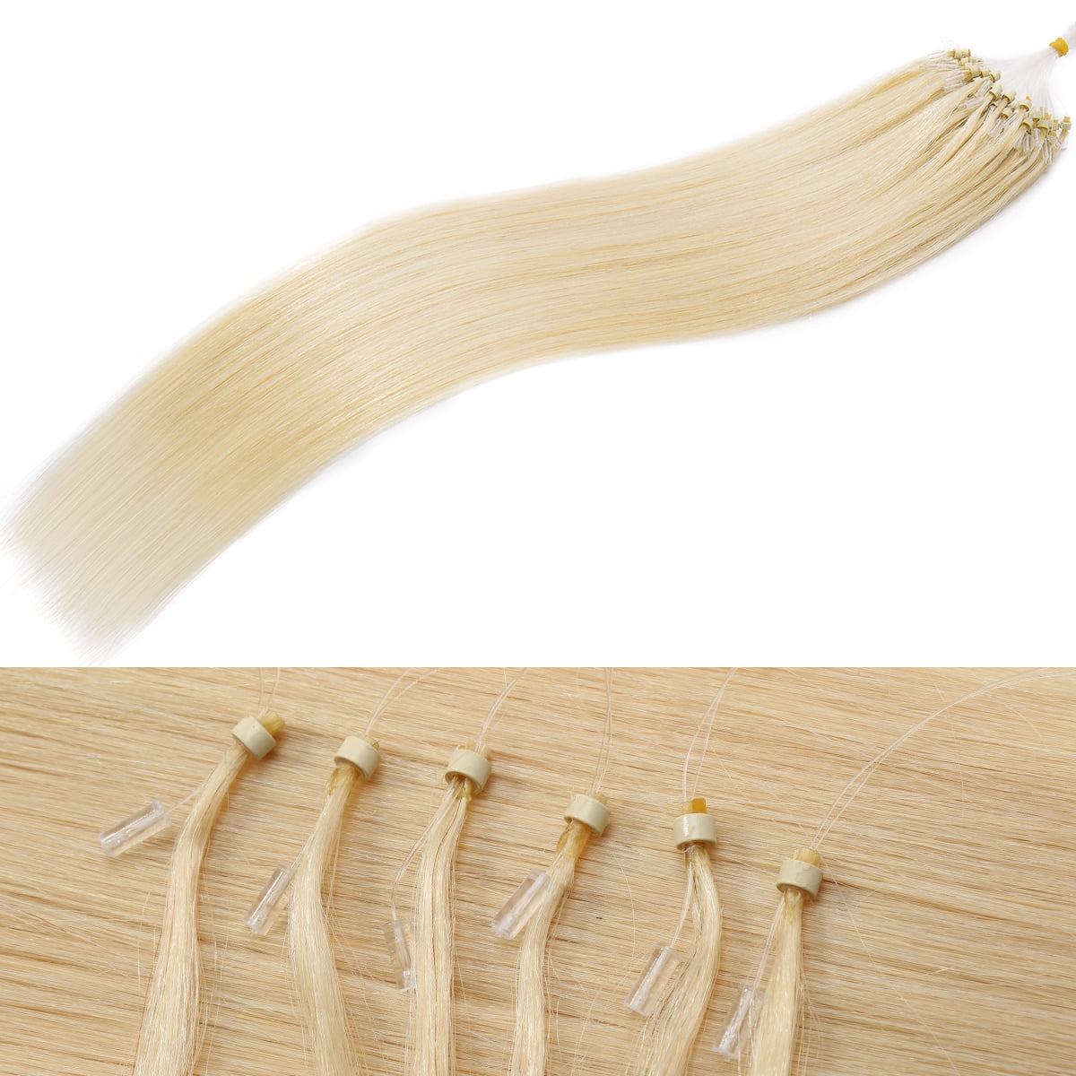 SEGO Micro Loop Thick Real Remy Human Hair Extensions Invisible Band Micro Ring Beads Hair 100 Strands Black Hair Extensions