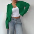 thumbnail image 7 of Jxximdong Fashion Coat for Women, Button Down Long Sleeve Crewneck Crop Cardigan Sweater Cute Knitwear Clothes, Women's Coats Green, 7 of 7