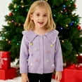 thumbnail image 2 of VNKIDY Girls Christmas Sweaters Winter Kids Playful Style Poms Pattern Knitted Cardigan Thermal Collared Long Sleeve Buttoned Sweater For Holiday Casual Wear Casual Knitwear, 2 of 5