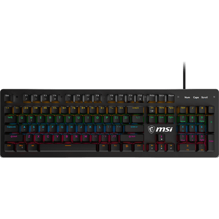 MSI FORGE GK300 Gaming Keyboard, Clicky Blue Mechanical Switches, 9-Mode RGB, Ergonomic Keycaps, Black