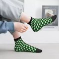 thumbnail image 6 of Uemuo Green Argyle Plaid Printed Crew Socks, Moisture-Wicking Socks, Athletic Socks for Men Breathable Cushion Socks Casual Sport Socks for Running Traveling, 6 of 6
