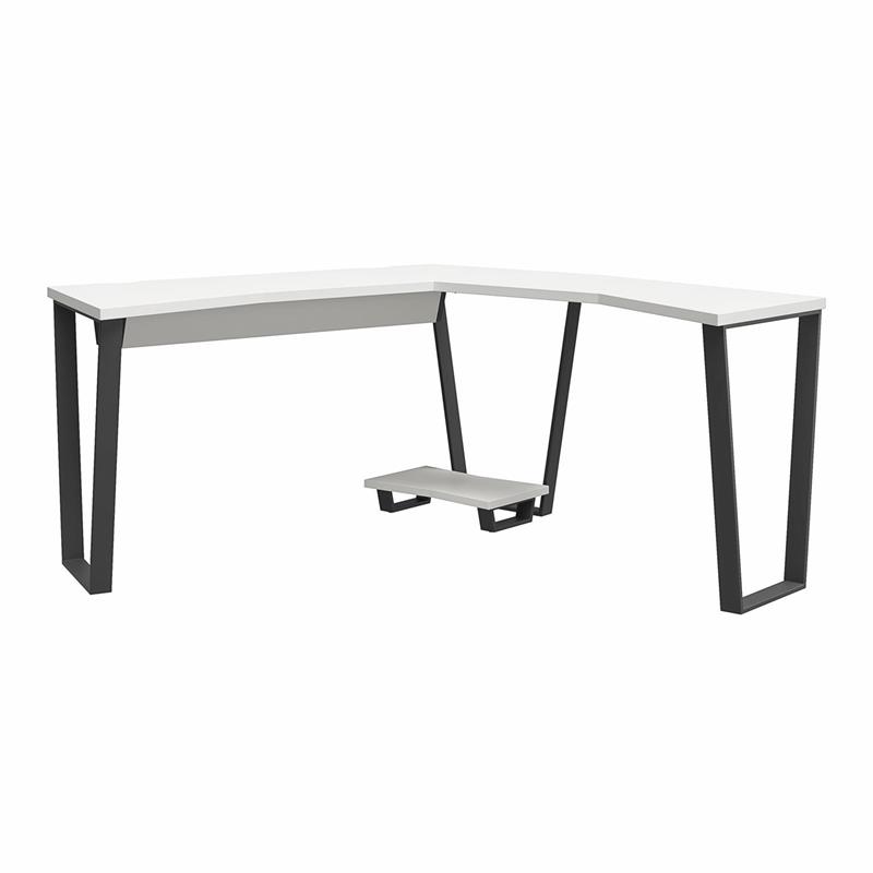 NTense Genesis Gaming L Desk with CPU Stand in White