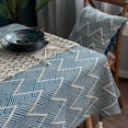 thumbnail image 3 of Nvzi Mantel rectangular con borlas, a prueba de polvo, lavable, para decoración de mesa de cocina, comedor, 53 x 70 pulgadas (onda azul), 3 of 5
