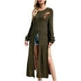 thumbnail image 1 of Pompotops Robe Pull Décontractée Mode Femme Col Rond Manches Longues Trou Creux Longueur Cheville, 1 of 7