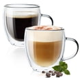 thumbnail image 2 of YTCYKJ 2PCS Double Wall Glass Espresso Cups , 8 Ounces Insulated Glass Coffee Cups with Handle, Perfect for Cappuccino, Latte, Tea,Clear, 2 of 15