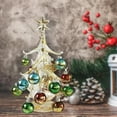 thumbnail image 3 of deevoka Glass Christmas Tree Ornament Glass Statue Indoor Holiday Tabletop Xmas Tree Yellow, 3 of 9