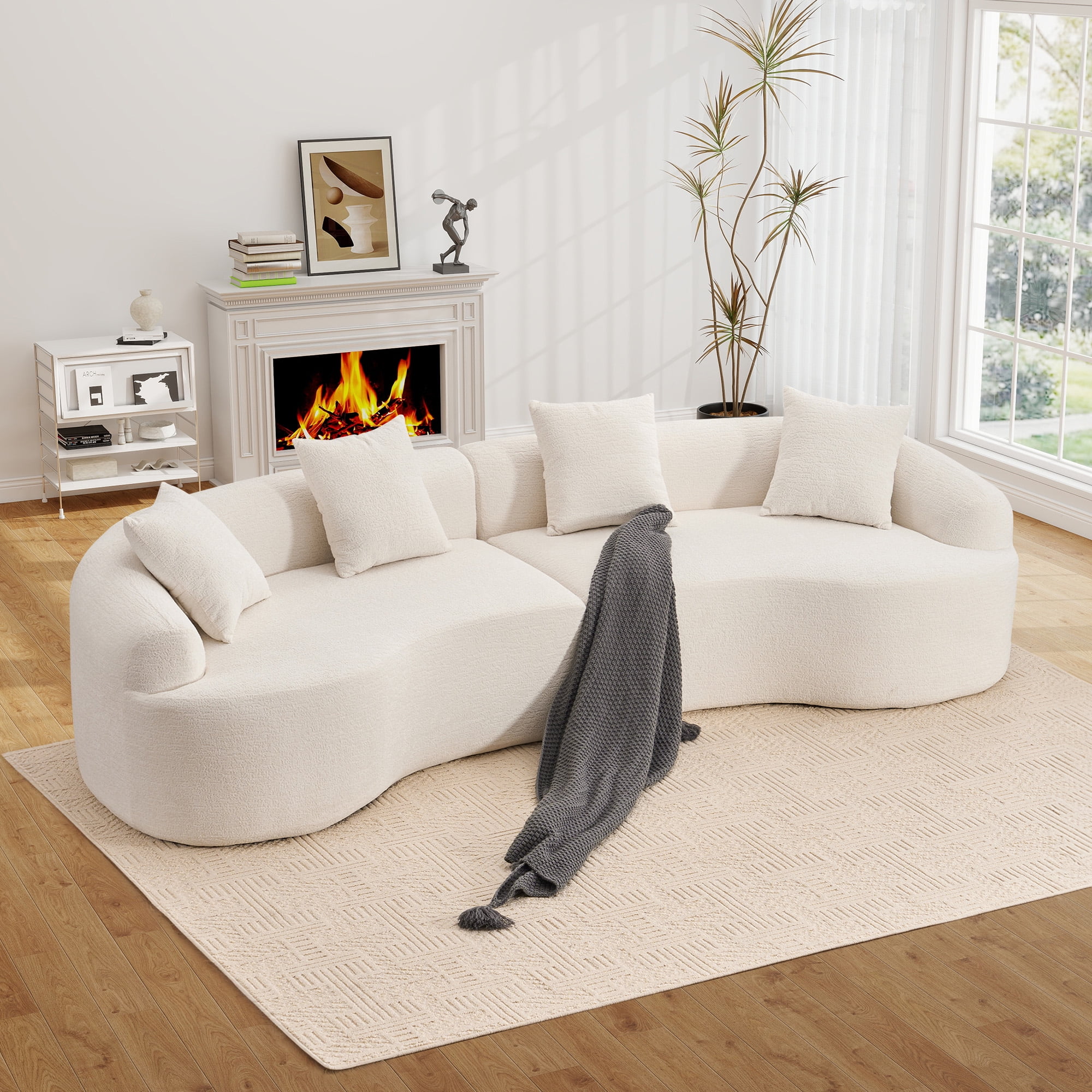 Free Shipping! Aukfa 96in Leather Sectional Sofa with Storage