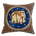 thumbnail image 4 of Elegant Thai Elephant Velvet and Pearls Set of 2 Square Pillow Covers - Blue, 4 of 7