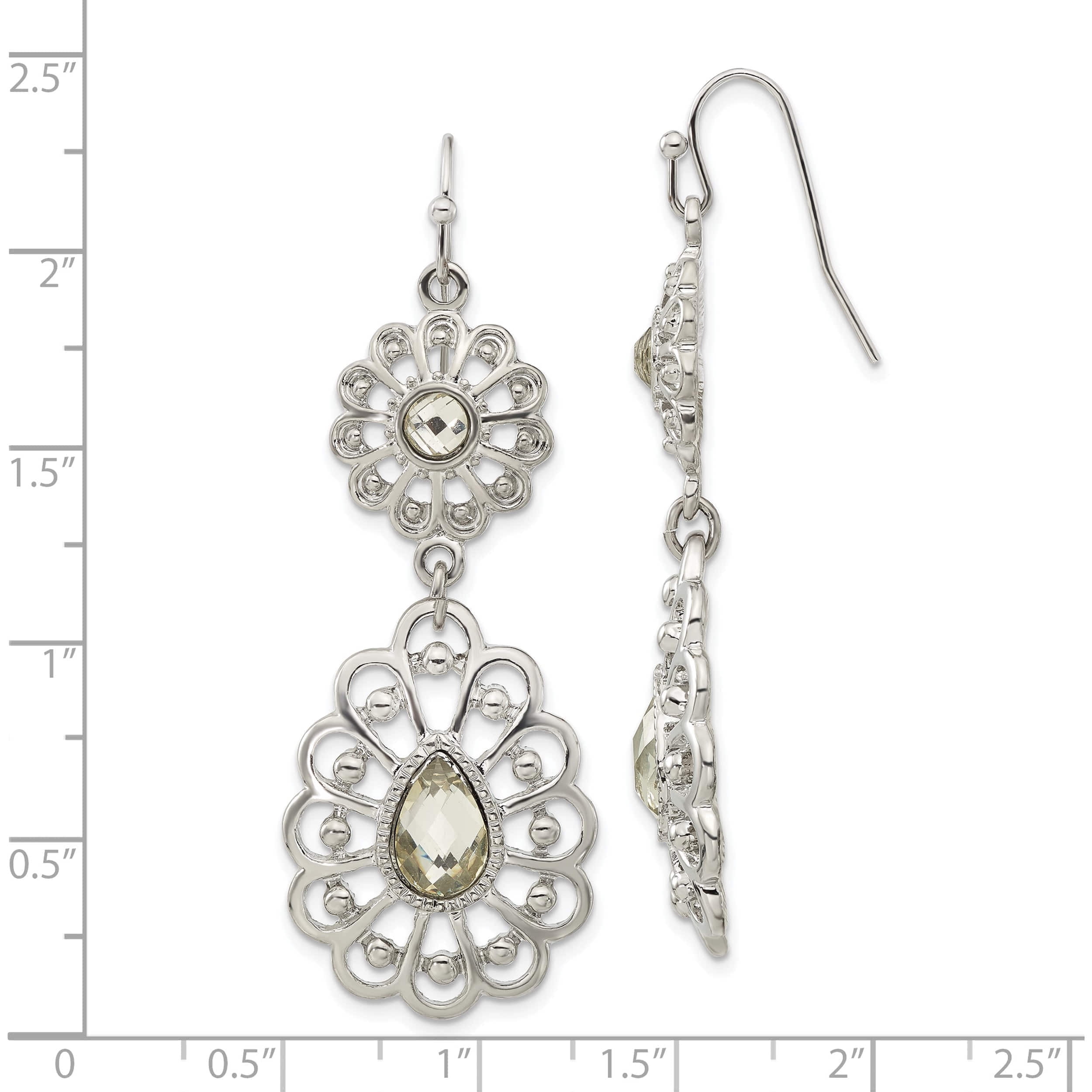 2028 Jewelry Women's Filigree Clear And Light Yellow Crystal Drop Earrings