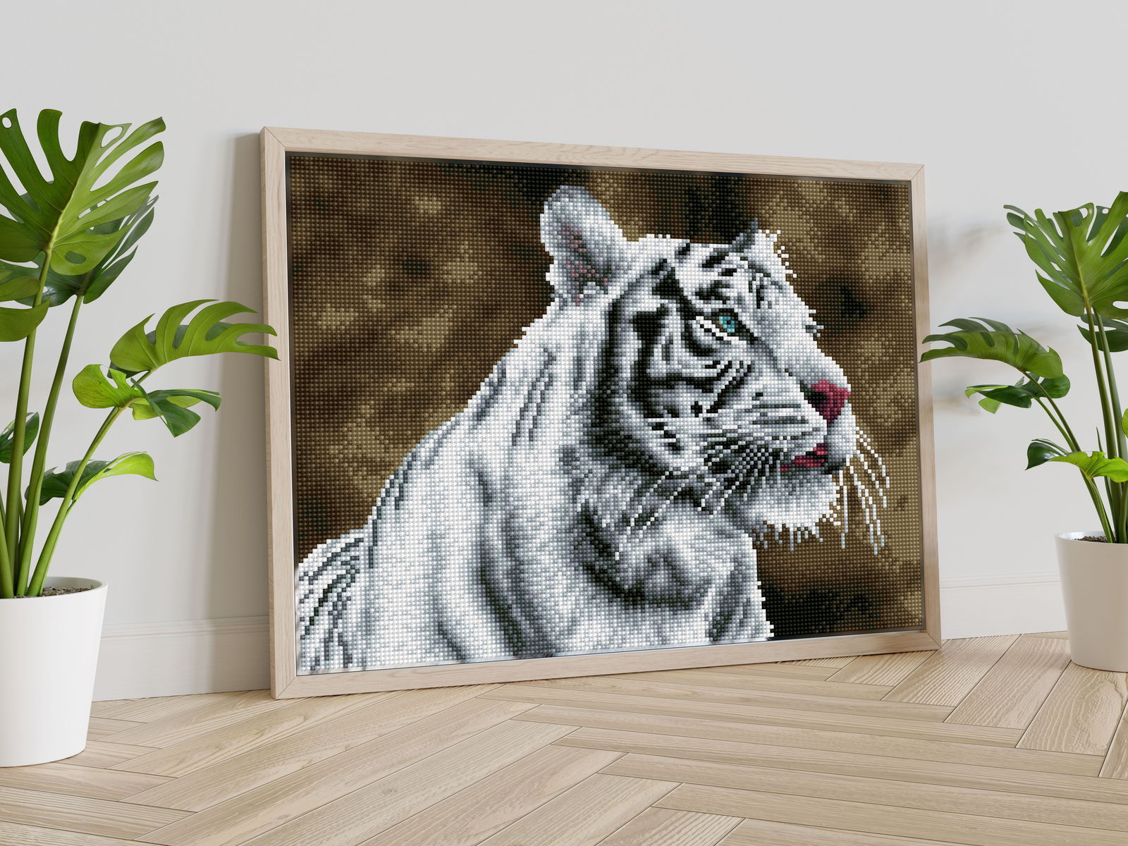 Diamond Dotz Tigre Blanc - Pre-Framed Kit Animal Diamond Painting Kits for Adults - Diamond Art Kits a Relaxing Creative Craft Kit with Dotz Gems 12.2"x16.1"