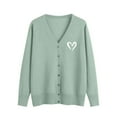thumbnail image 2 of NTACZA V Neck Oversized Sweater Women Heart Print Valentines Green Cardigan Sweater Button Down Women's Jumpers XXL, 2 of 5