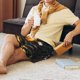 thumbnail image 5 of Balery Golden Koi And Treasure Pantalones cortos de pijama de punto de algodón para hombre con cinturilla y bolsillos-Large, 5 of 6
