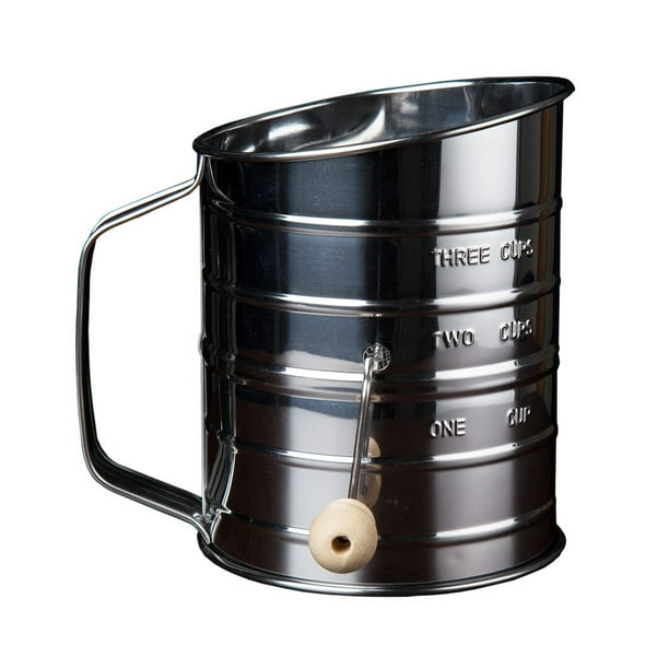 Kitchen Winners 3 Cup Crank Stainless Steel Flour Sifter